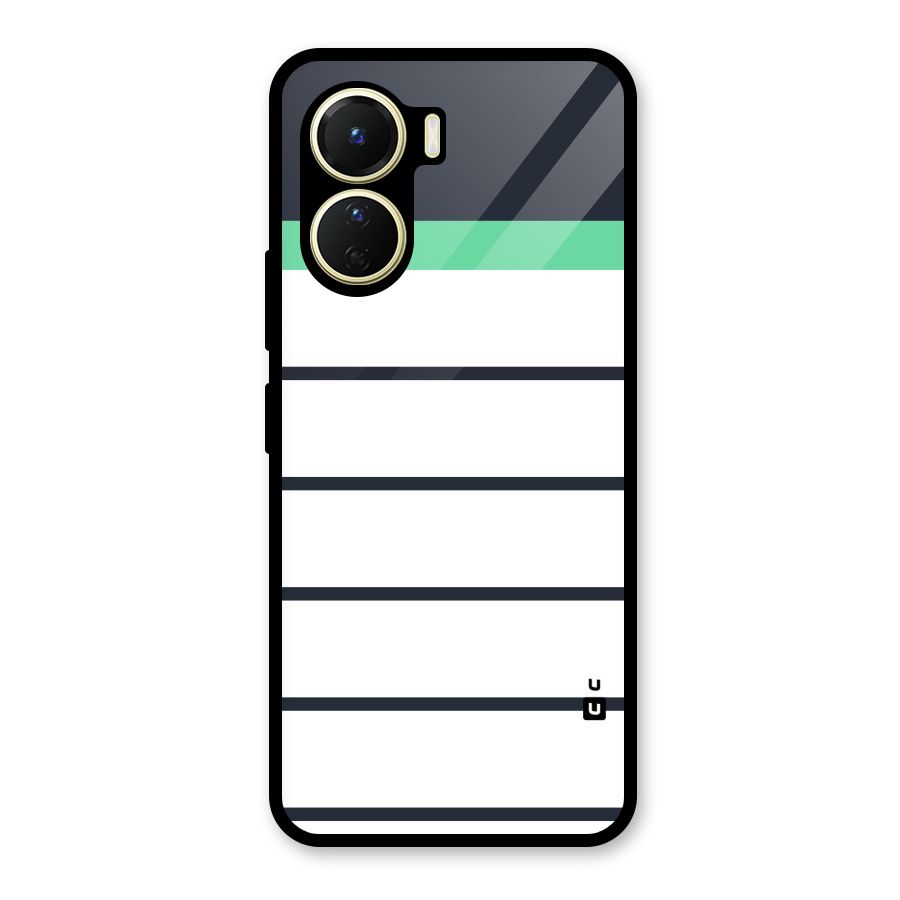 White and Simple Stripes Glass Back Case for Vivo Y16