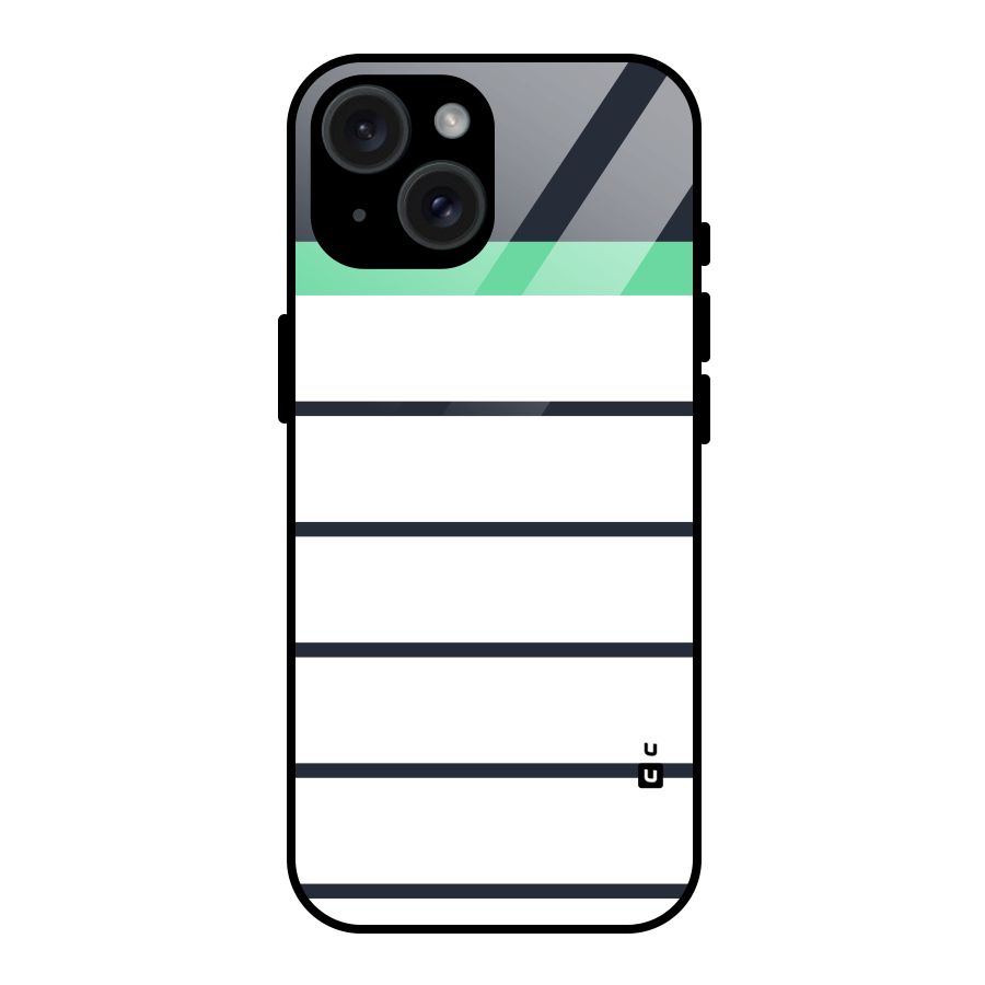 White and Simple Stripes Glass Back Case for iPhone 15