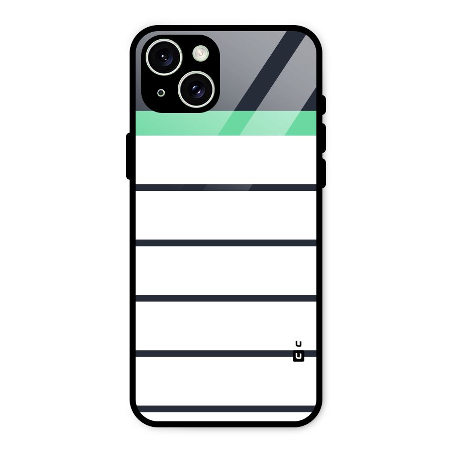 White and Simple Stripes Glass Back Case for iPhone 15 Plus