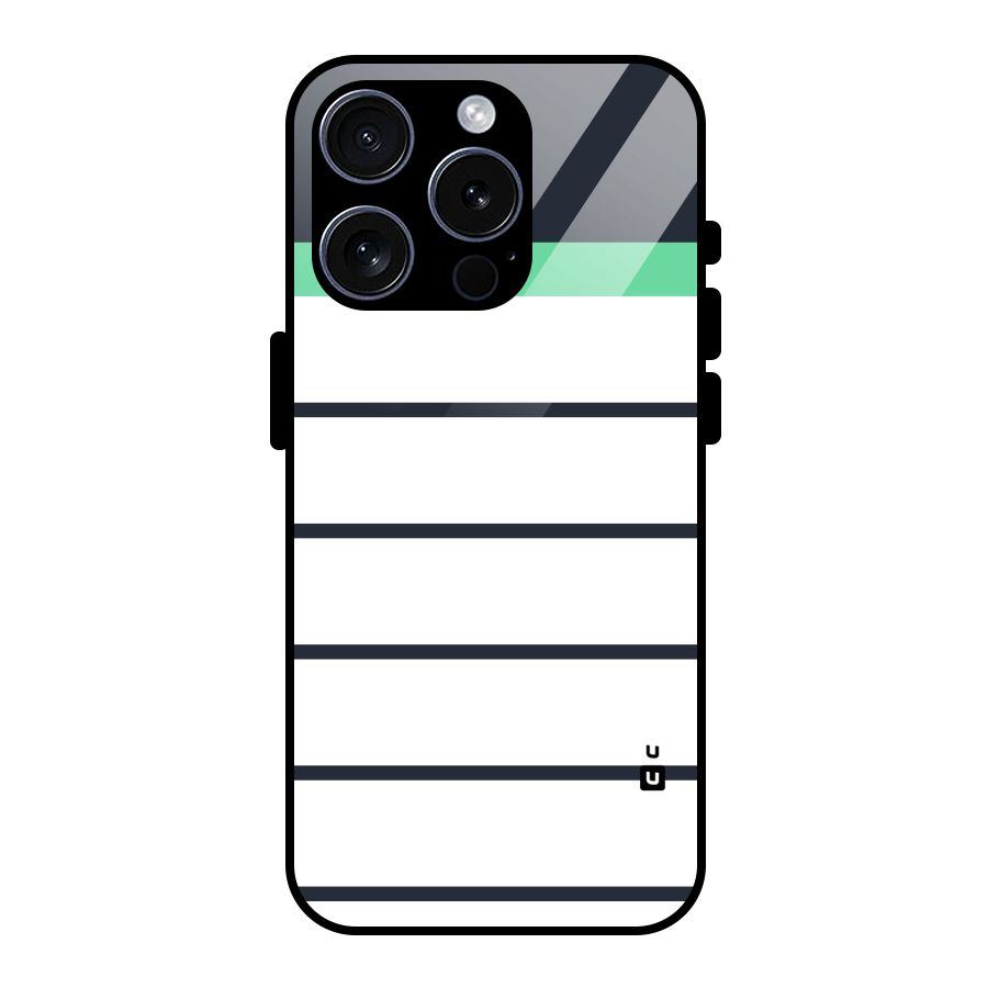 White and Simple Stripes Glass Back Case for iPhone 15 Pro