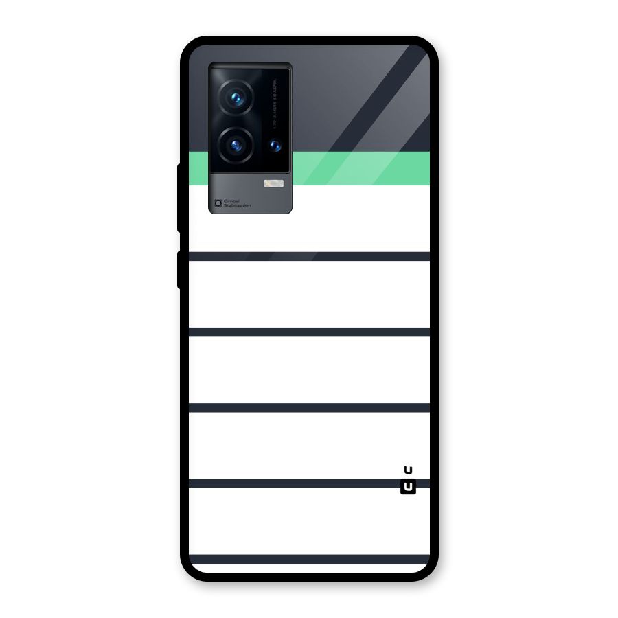White and Simple Stripes Glass Back Case for iQOO 9 5G