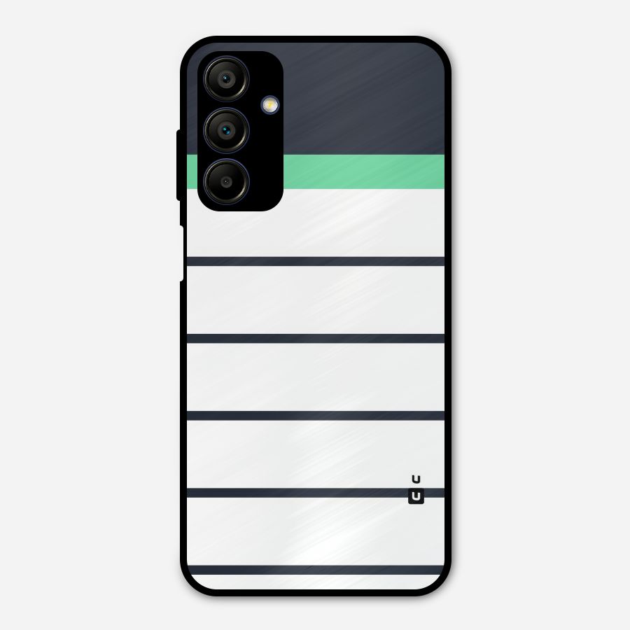 White and Simple Stripes Metal Back Case for Galaxy A15 5G