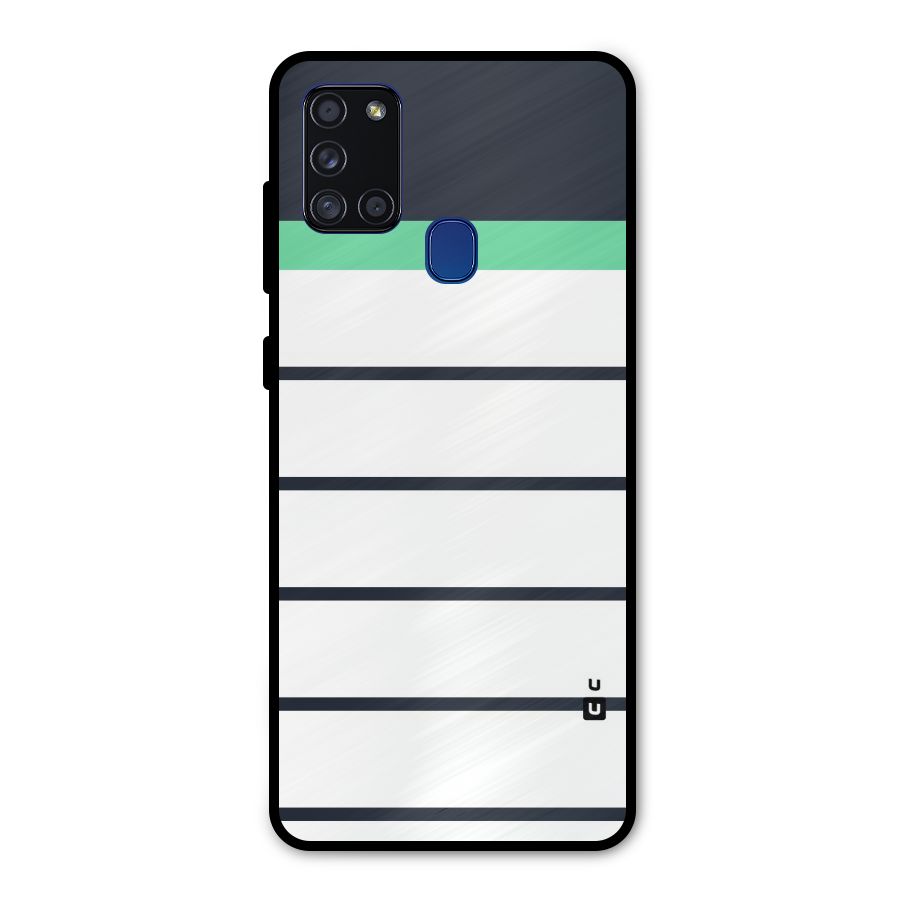 White and Simple Stripes Metal Back Case for Galaxy A21s