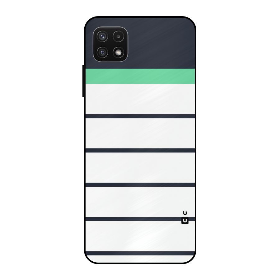 White and Simple Stripes Metal Back Case for Galaxy A22 5G