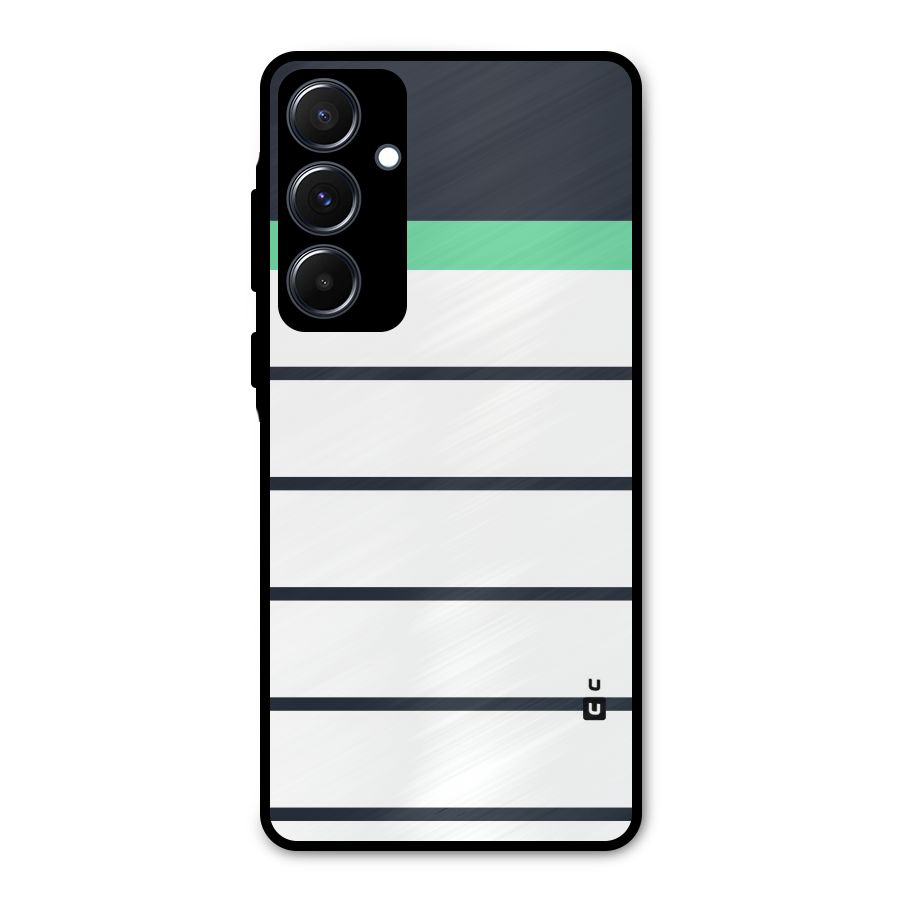 White and Simple Stripes Metal Back Case for Galaxy A55