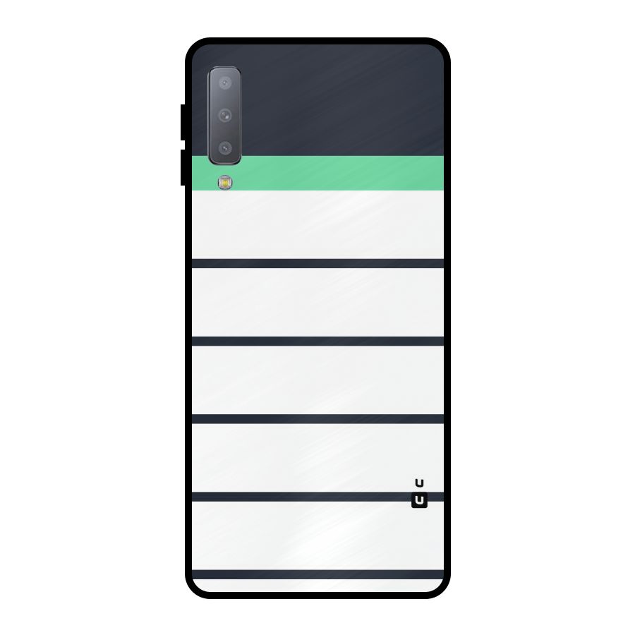 White and Simple Stripes Metal Back Case for Galaxy A7 (2018)