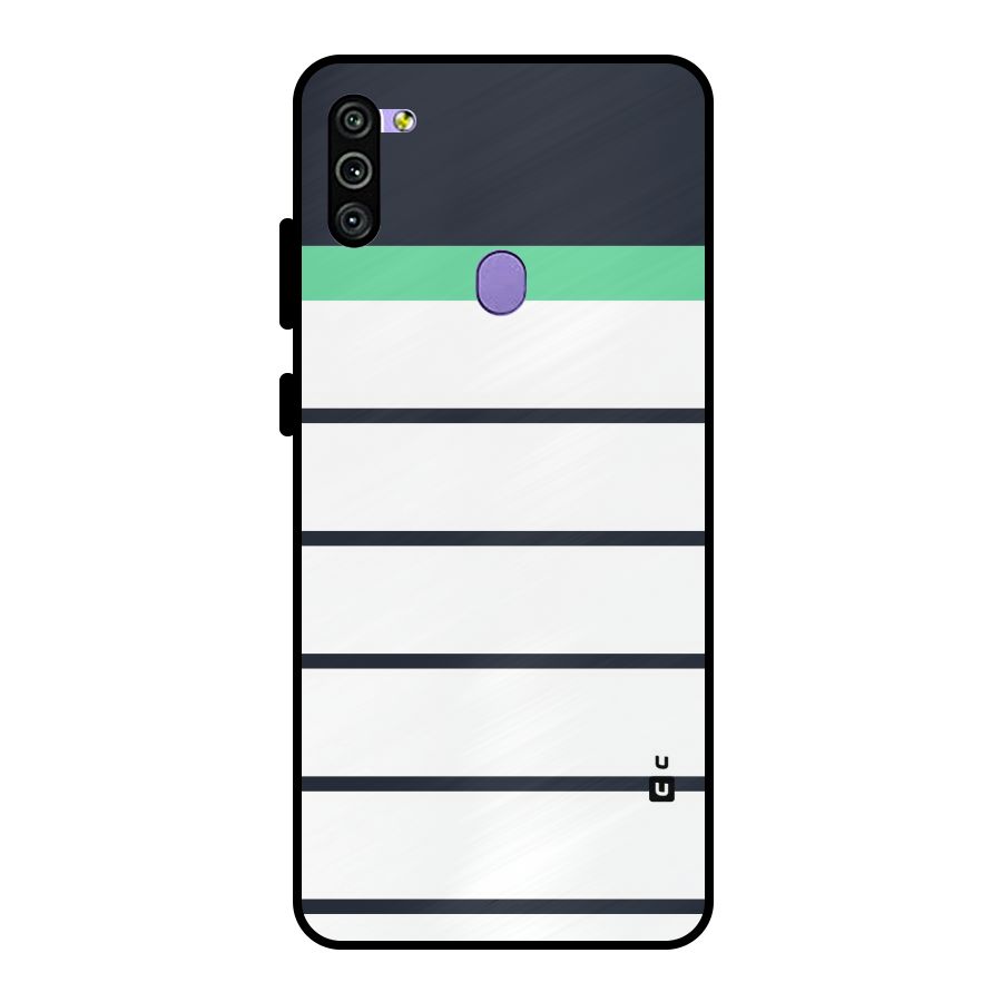 White and Simple Stripes Metal Back Case for Galaxy M11