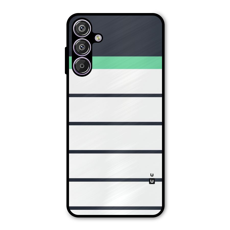 White and Simple Stripes Metal Back Case for Galaxy M15