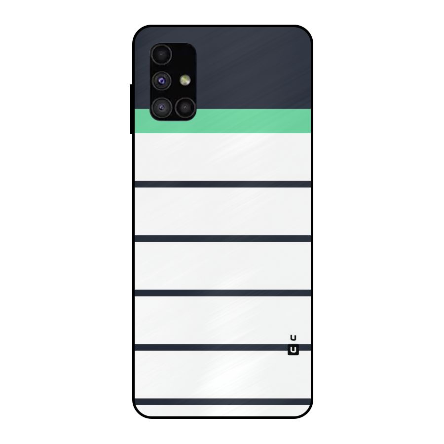 White and Simple Stripes Metal Back Case for Galaxy M51