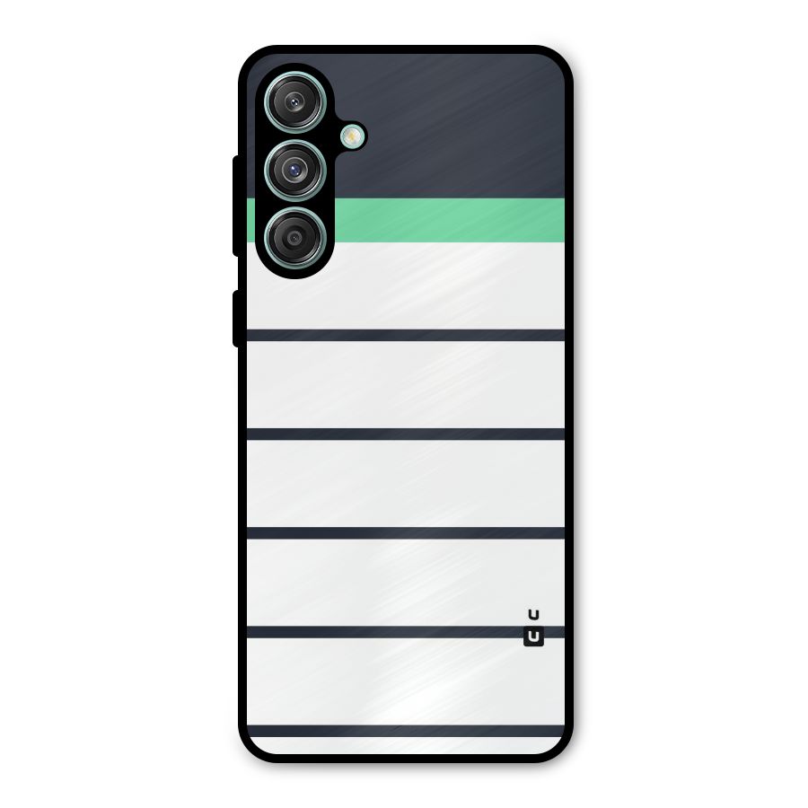 White and Simple Stripes Metal Back Case for Galaxy M55 5G