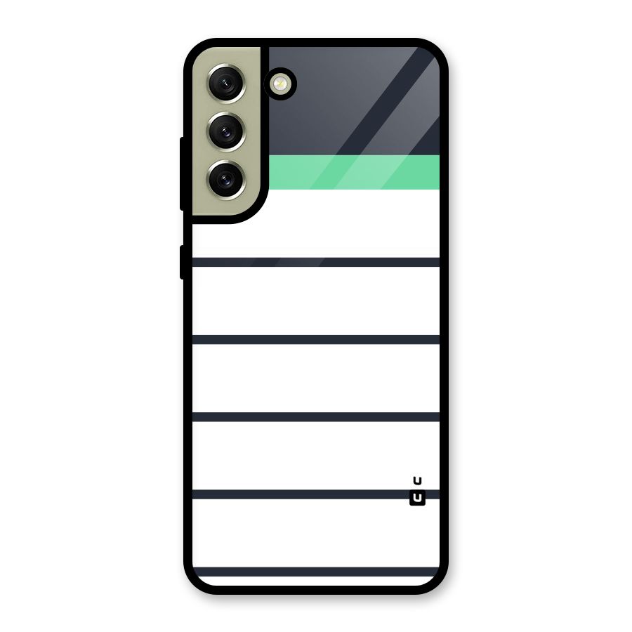 White and Simple Stripes Metal Back Case for Galaxy S21 FE 5G (2023)
