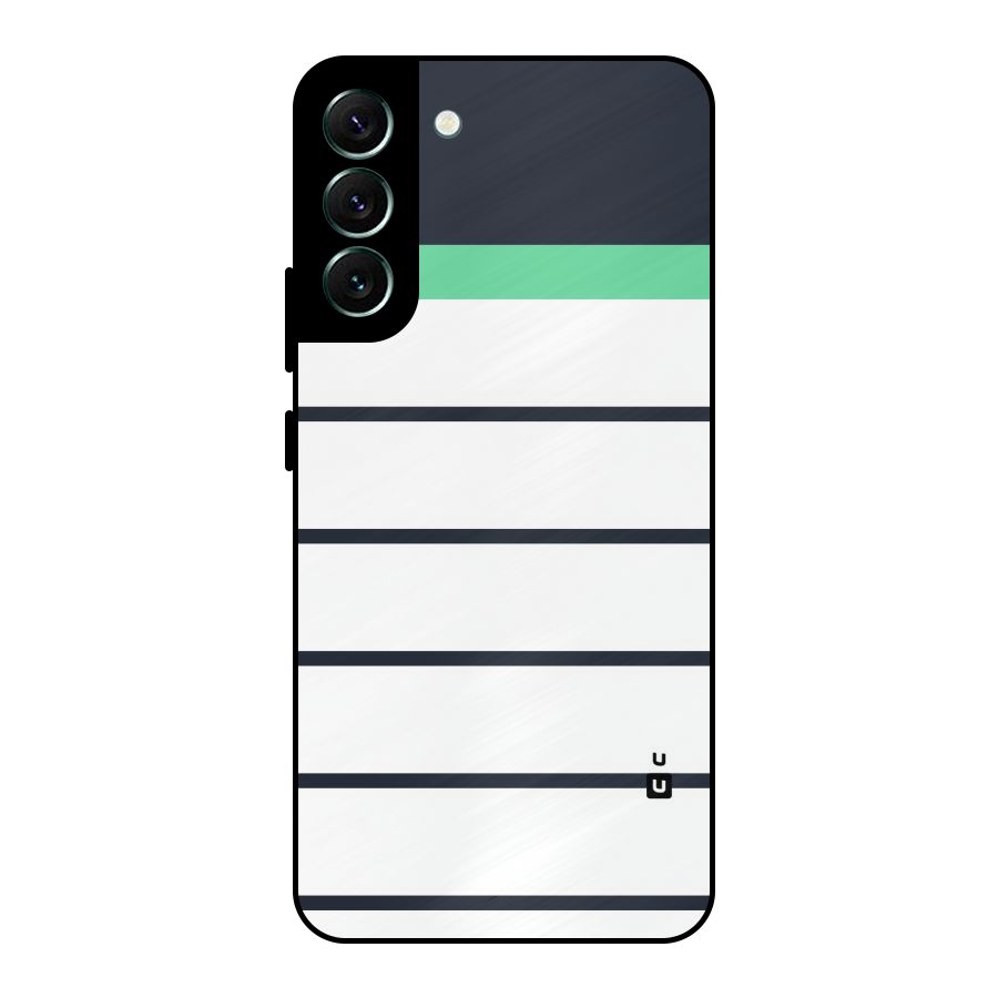 White and Simple Stripes Metal Back Case for Galaxy S22 Plus 5G