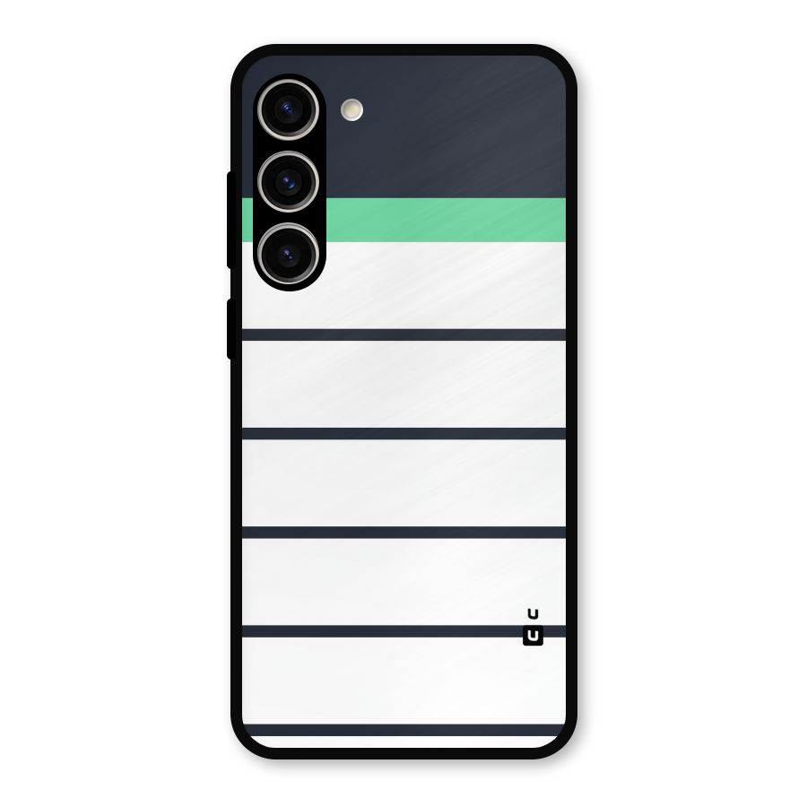 White and Simple Stripes Metal Back Case for Galaxy S23 Plus