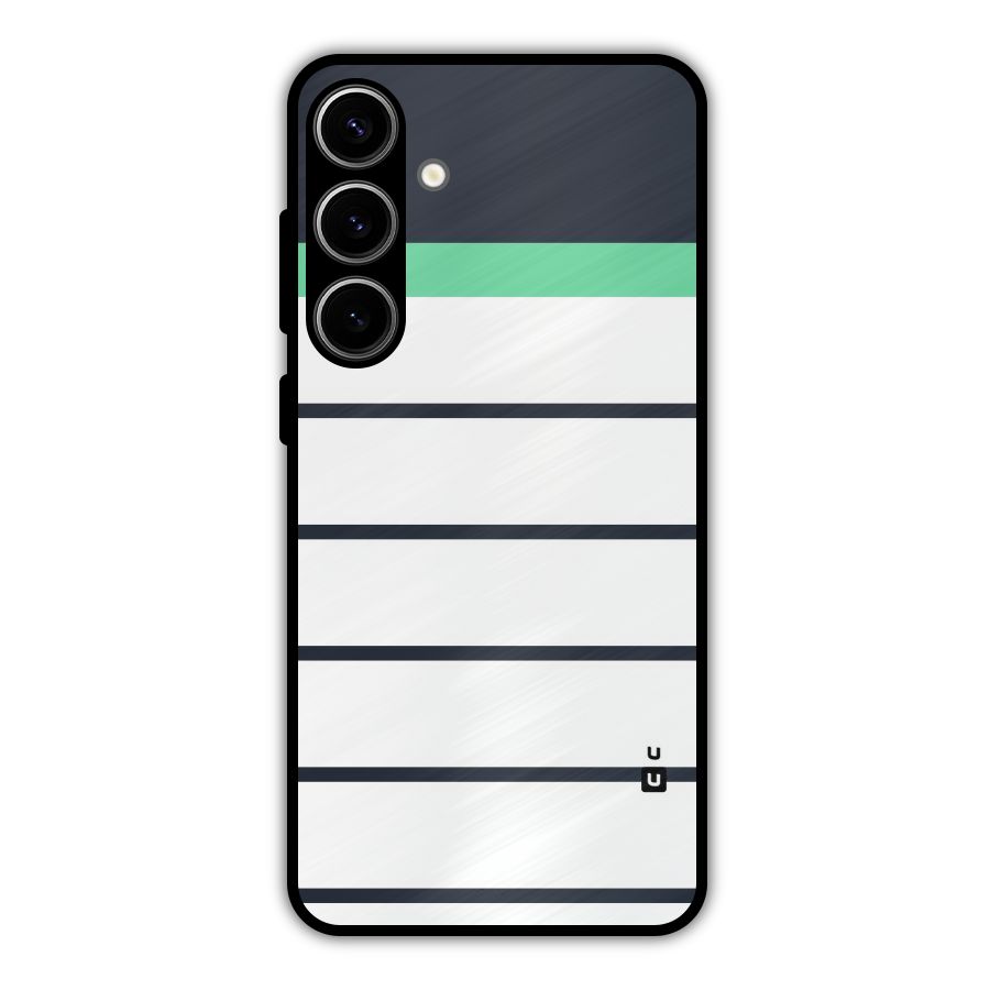 White and Simple Stripes Metal Back Case for Galaxy S24 Plus