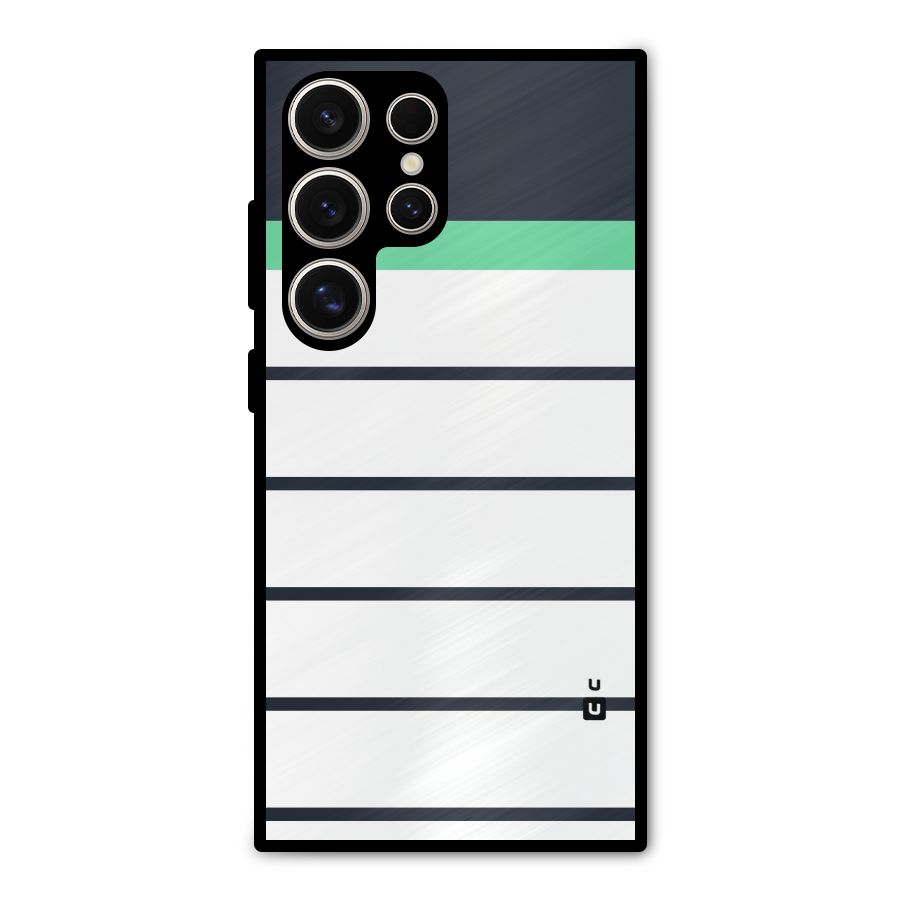 White and Simple Stripes Metal Back Case for Galaxy S24 Ultra