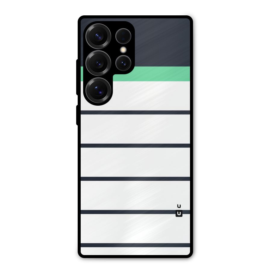 White and Simple Stripes Metal Back Case for Galaxy S25 Ultra