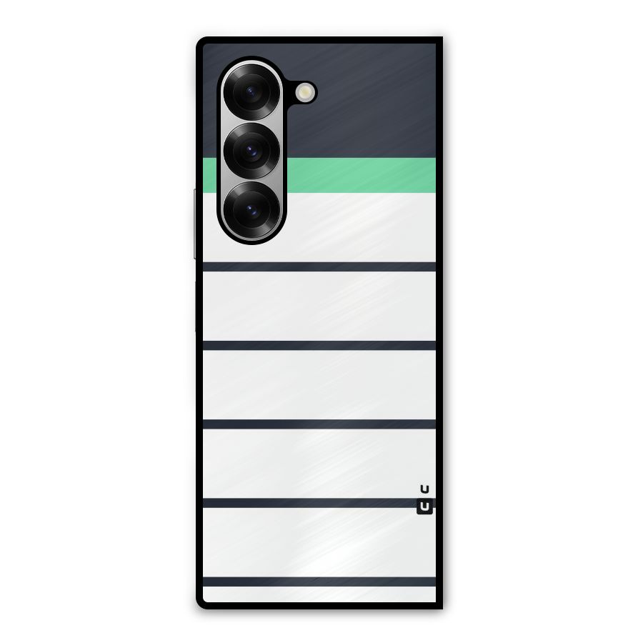 White and Simple Stripes Metal Back Case for Galaxy Z Fold6