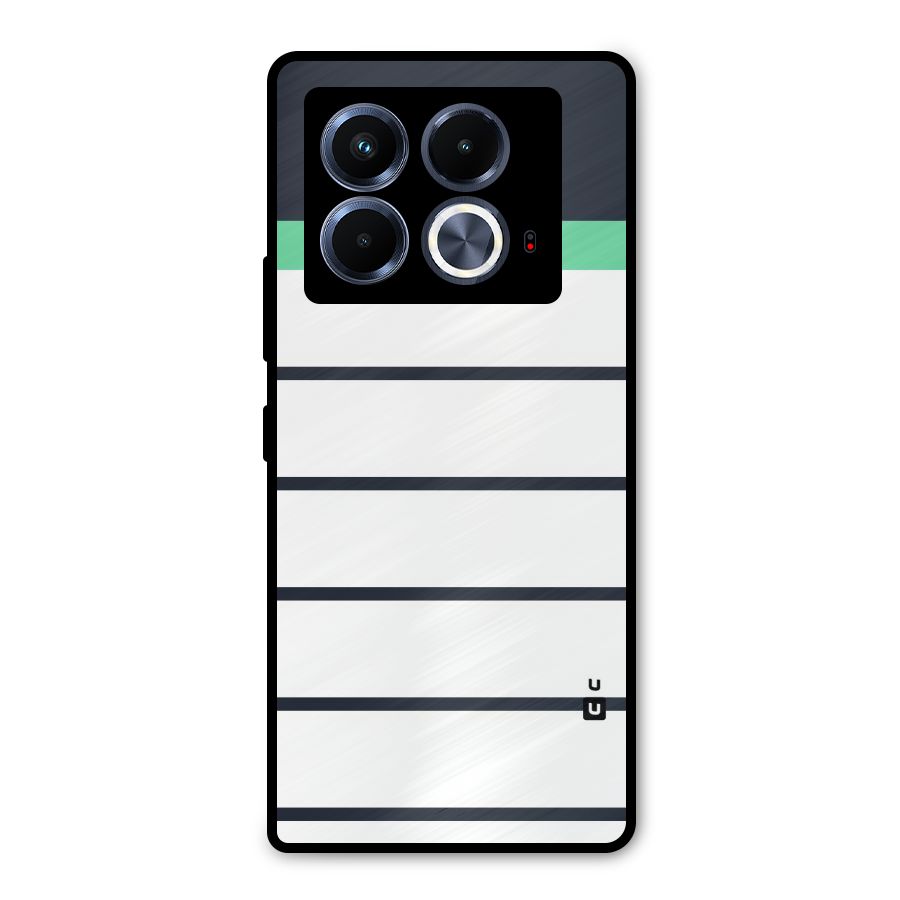 White and Simple Stripes Metal Back Case for Infinix Note 40 5G