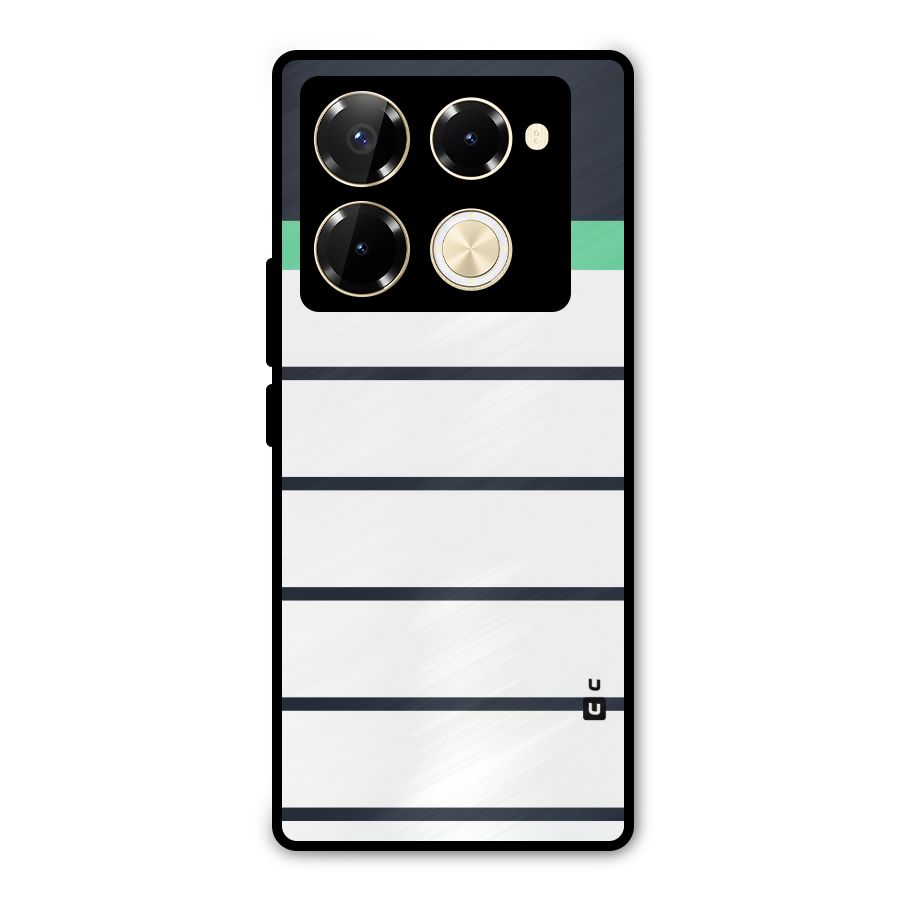 White and Simple Stripes Metal Back Case for Infinix Note 40 Pro