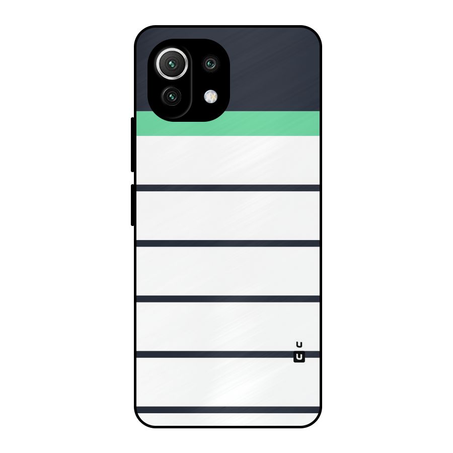 White and Simple Stripes Metal Back Case for Mi 11 Lite NE 5G