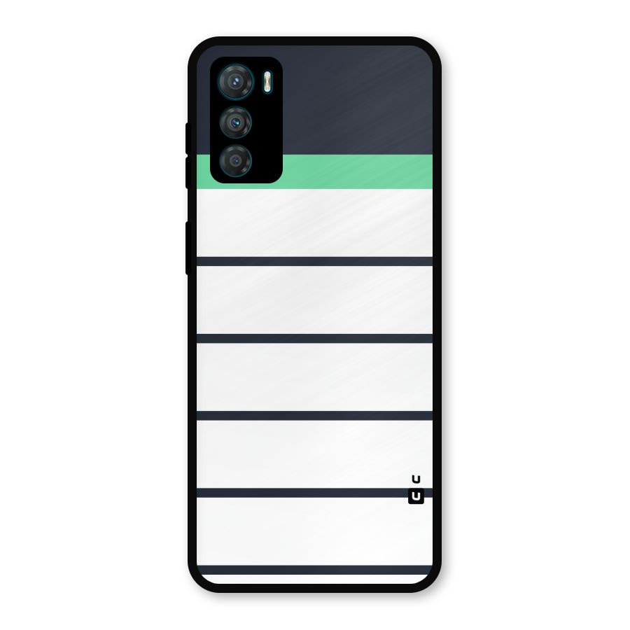 White and Simple Stripes Metal Back Case for Moto G42