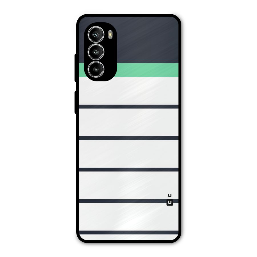 White and Simple Stripes Metal Back Case for Moto G82