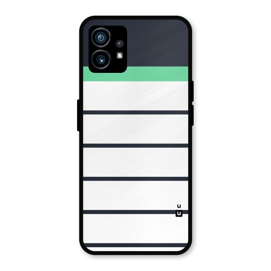 White and Simple Stripes Metal Back Case for Nothing Phone 1