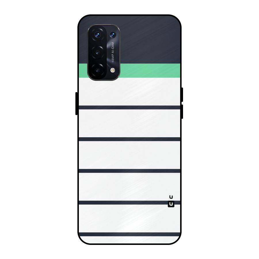 White and Simple Stripes Metal Back Case for Oppo A74 5G