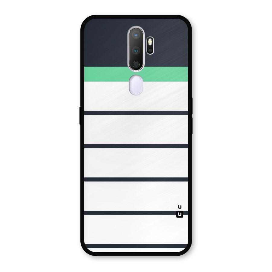 White and Simple Stripes Metal Back Case for Oppo A9 (2020)