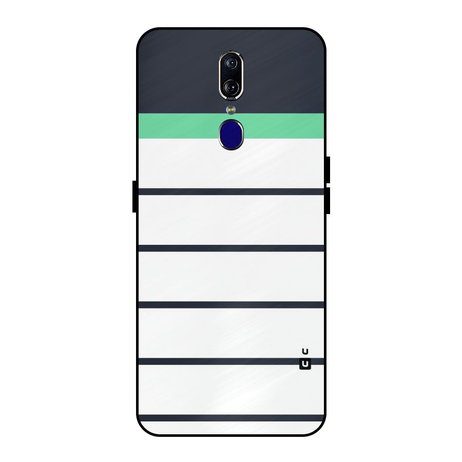 White and Simple Stripes Metal Back Case for Oppo F11