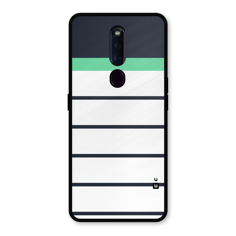 White and Simple Stripes Metal Back Case for Oppo F11 Pro