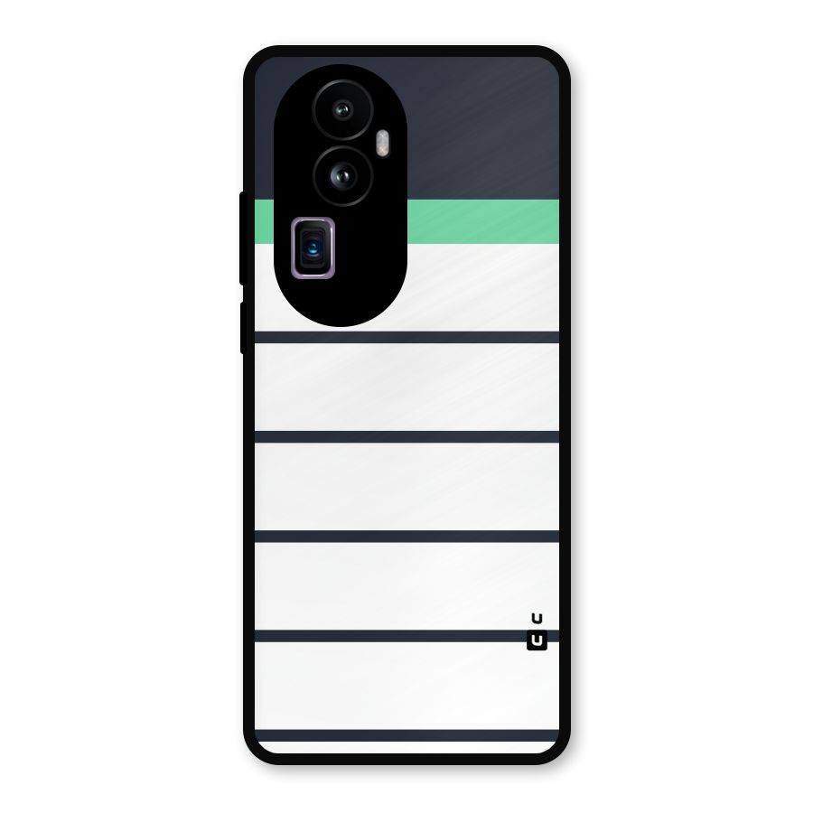 White and Simple Stripes Metal Back Case for Oppo Reno10 Pro Plus