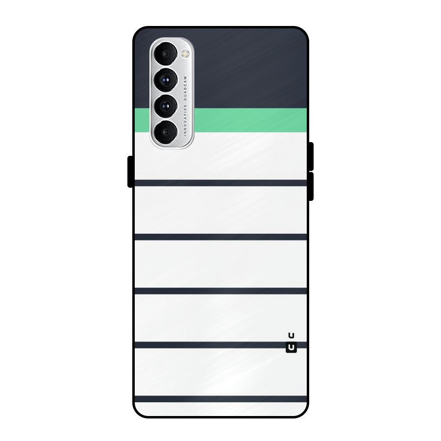White and Simple Stripes Metal Back Case for Oppo Reno4 Pro