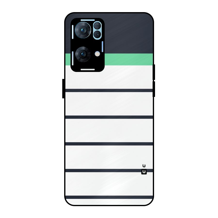 White and Simple Stripes Metal Back Case for Oppo Reno7 Pro 5G