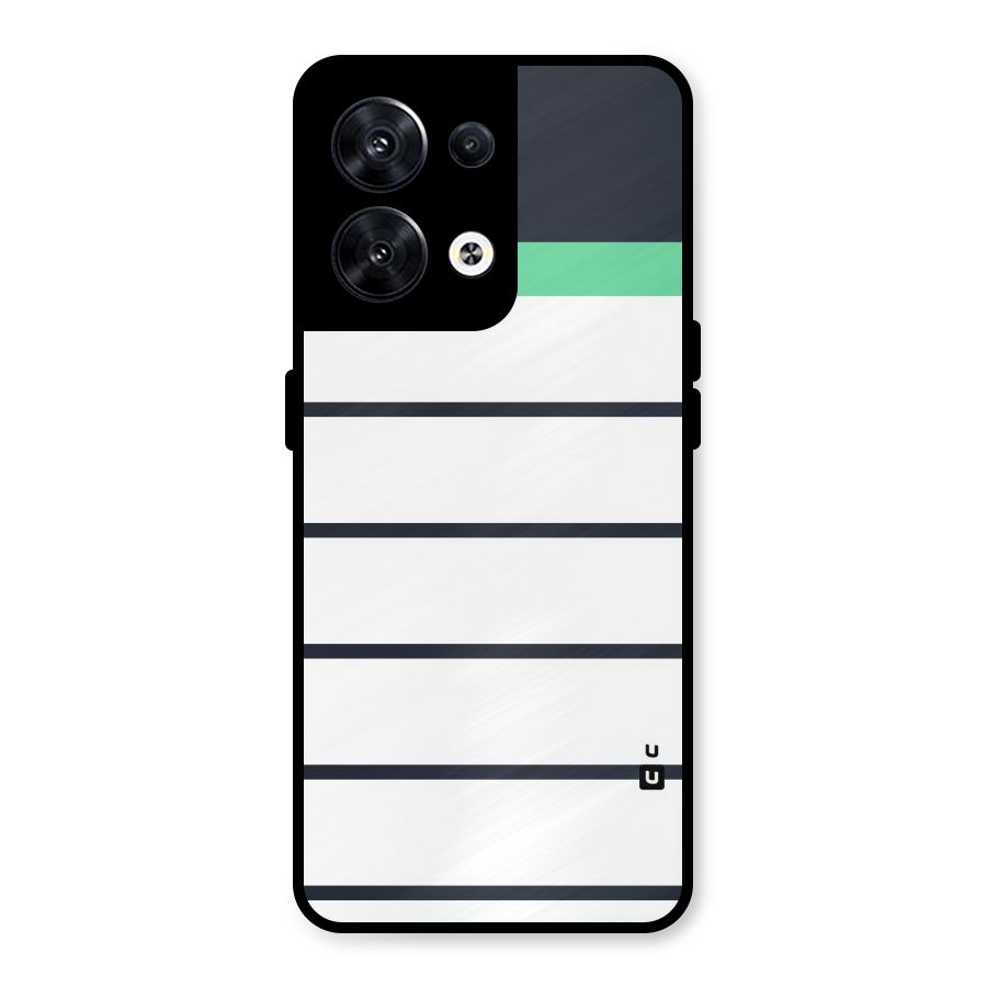 White and Simple Stripes Metal Back Case for Oppo Reno8 5G