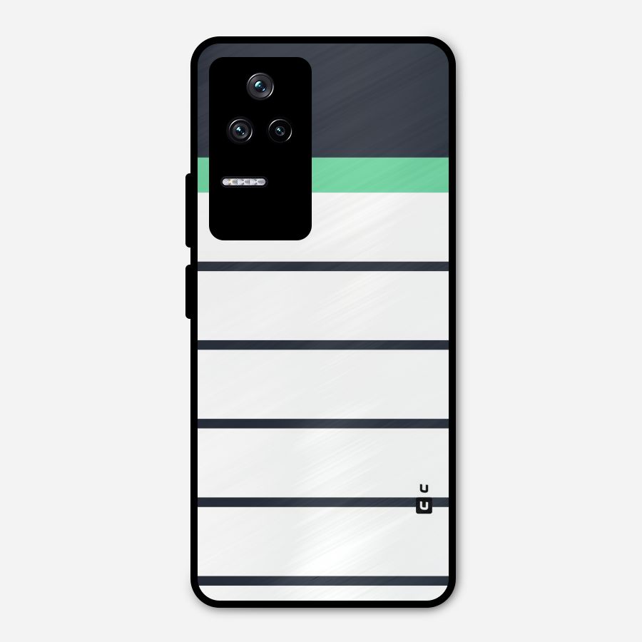 White and Simple Stripes Metal Back Case for Poco F4 5G