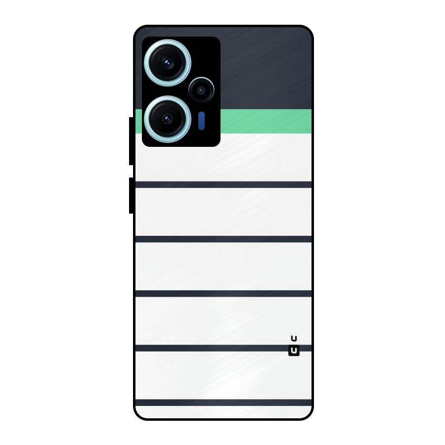 White and Simple Stripes Metal Back Case for Poco F5