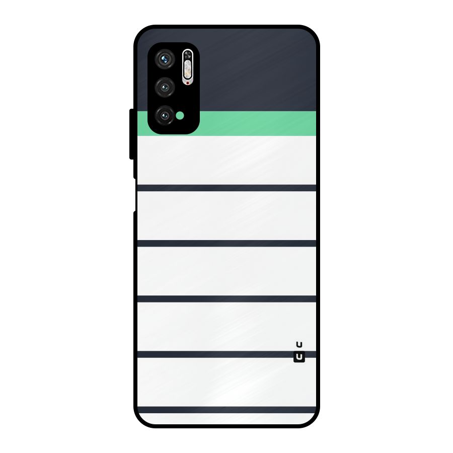 White and Simple Stripes Metal Back Case for Poco M3 Pro 5G