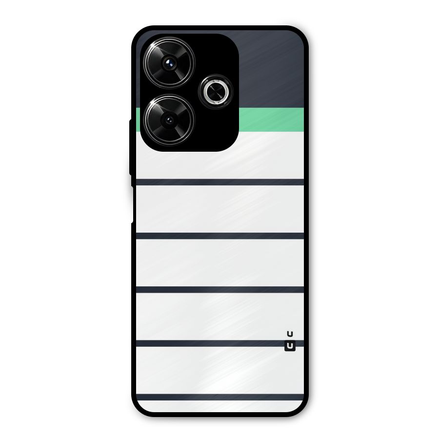 White and Simple Stripes Metal Back Case for Poco M6 Plus