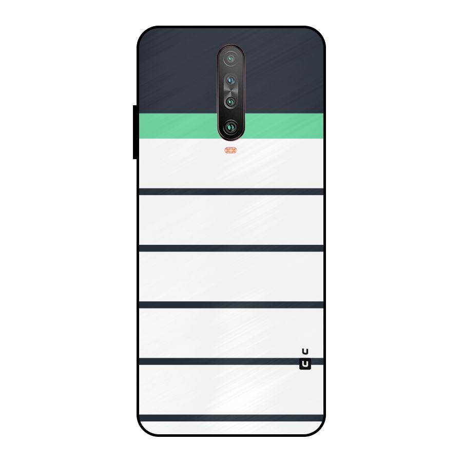 White and Simple Stripes Metal Back Case for Poco X2