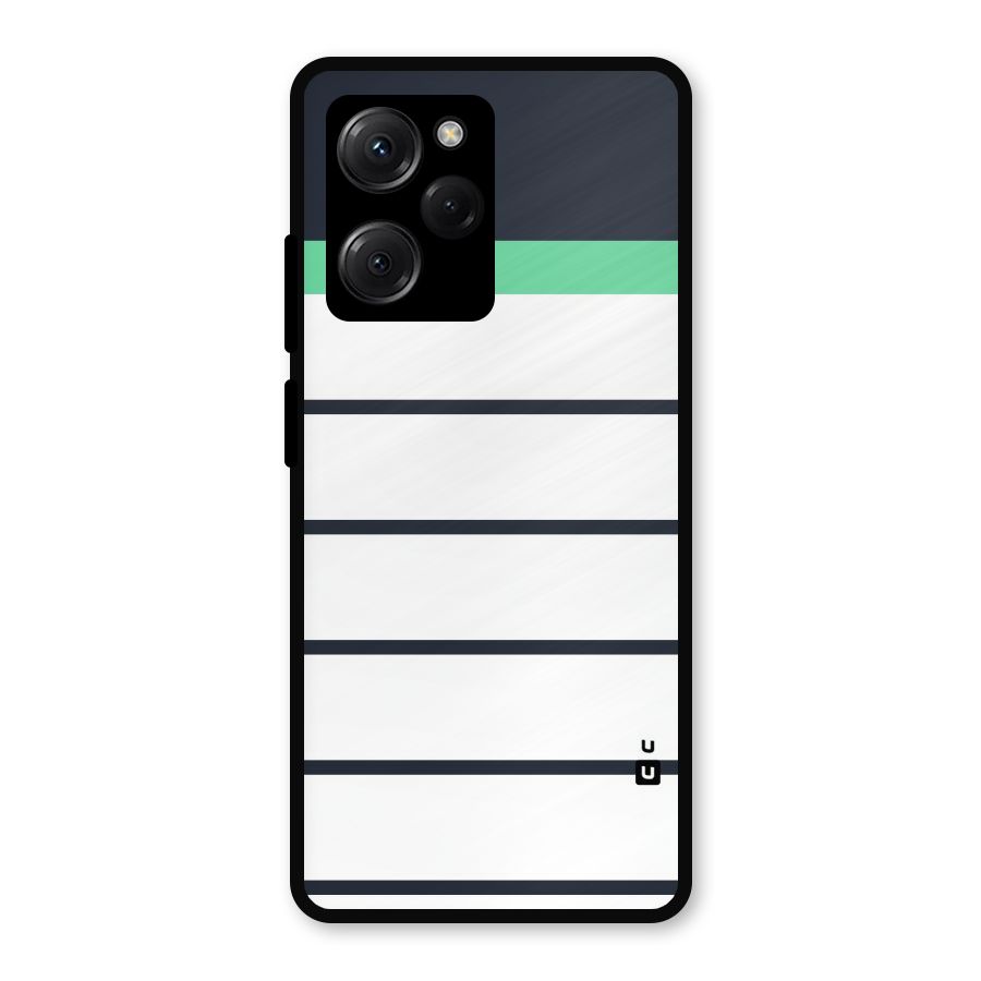 White and Simple Stripes Metal Back Case for Poco X5 Pro