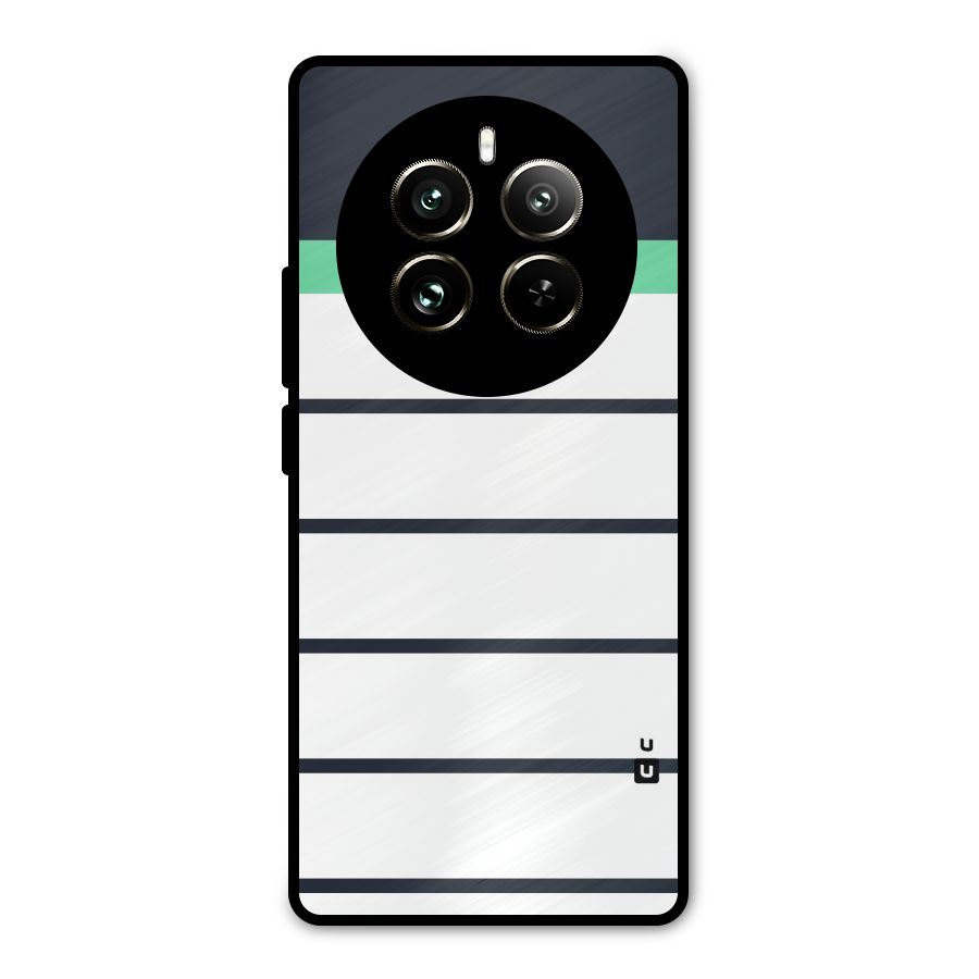 White and Simple Stripes Metal Back Case for Realme 12 Pro