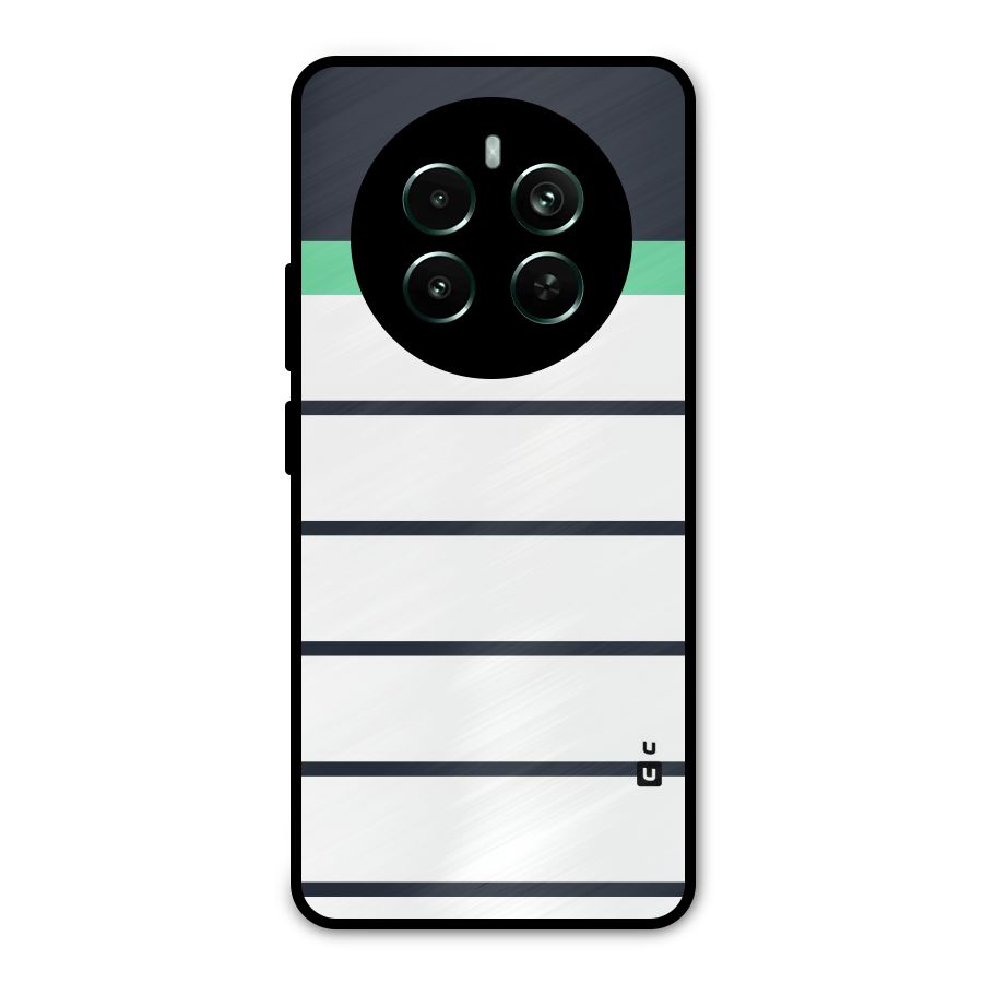 White and Simple Stripes Metal Back Case for Realme 12 Pro Plus