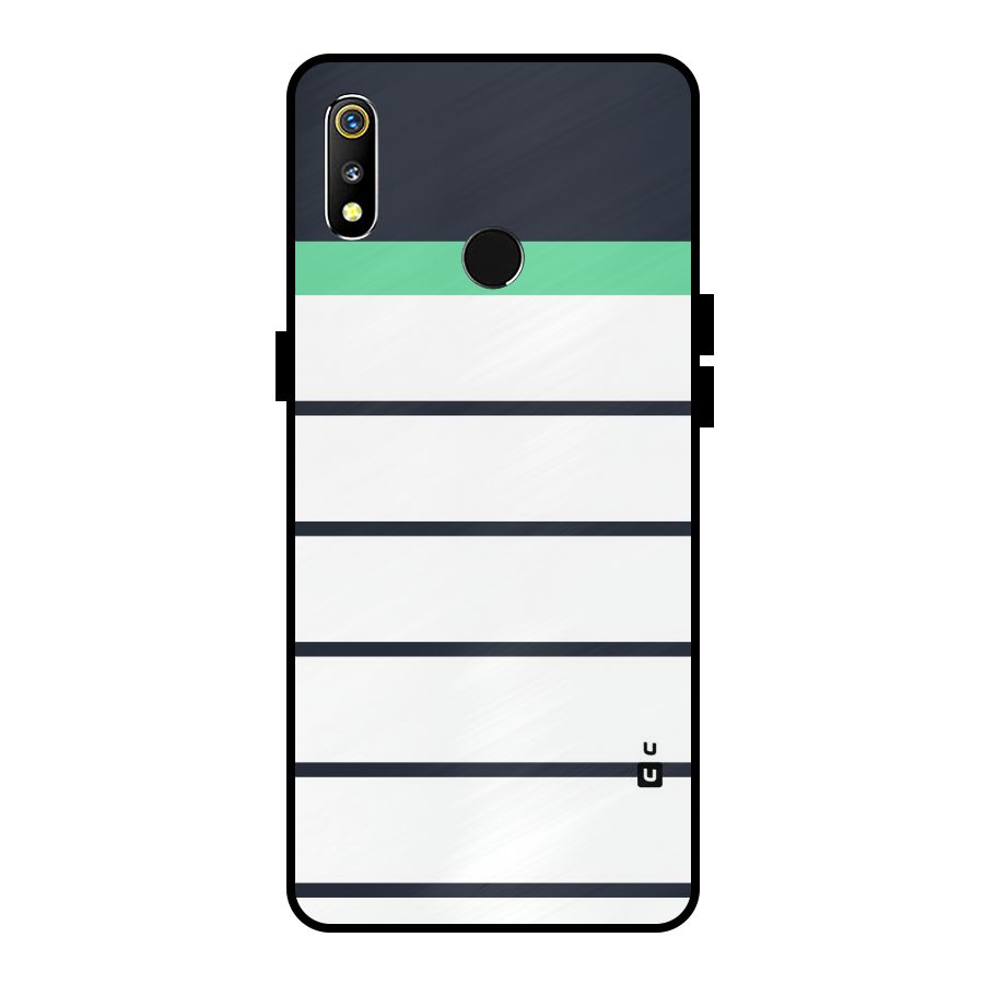 White and Simple Stripes Metal Back Case for Realme 3i