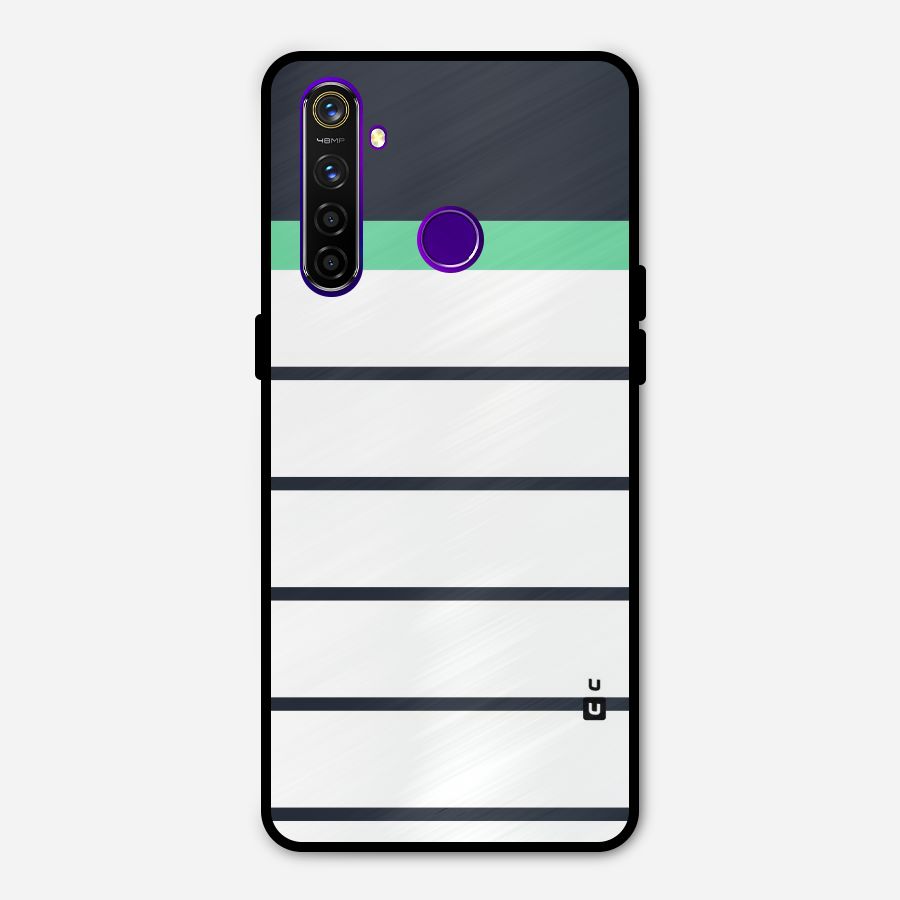 White and Simple Stripes Metal Back Case for Realme 5 Pro