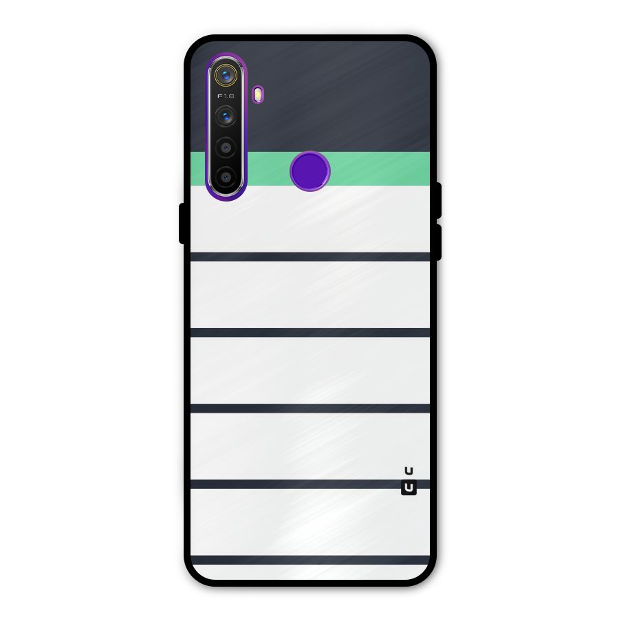 White and Simple Stripes Metal Back Case for Realme 5i