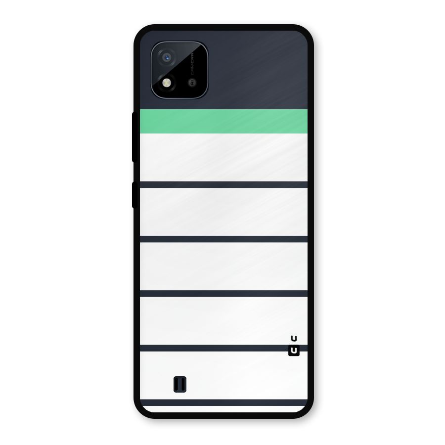 White and Simple Stripes Metal Back Case for Realme C11 2021