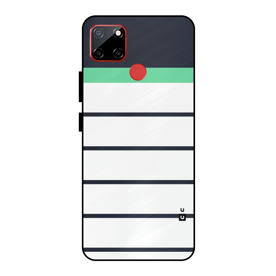 White and Simple Stripes Metal Back Case for Realme C12
