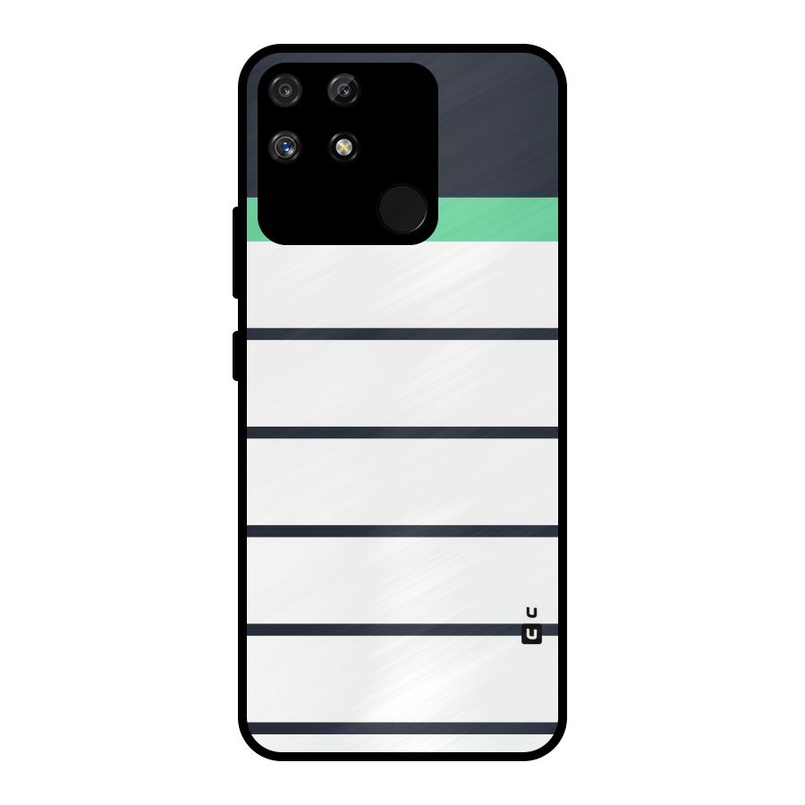 White and Simple Stripes Metal Back Case for Realme Narzo 50A