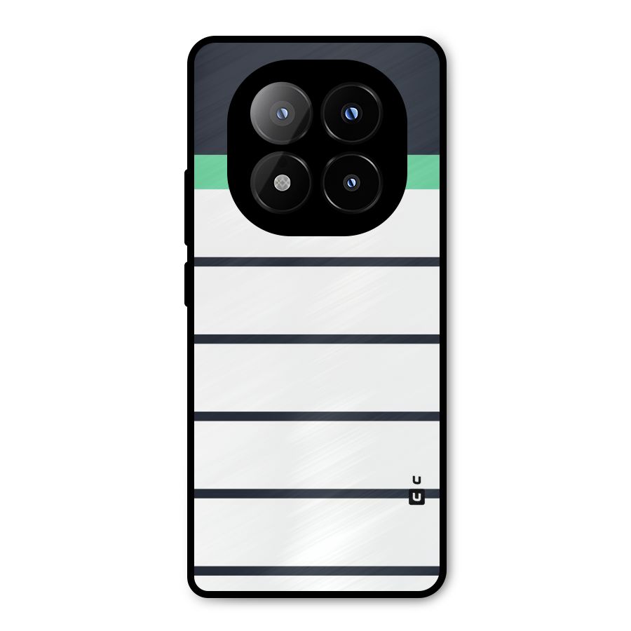 White and Simple Stripes Metal Back Case for Redmi Note 14 Pro Plus 5G